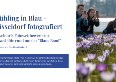 Fotowettbewerb zur Krokusblüte im Frühjahr 2026 - Deckblatt der Projektpräsentation des Pro Düsseldorf e.V.